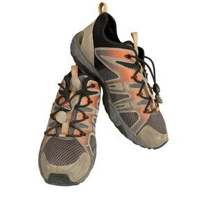 Ecco women size 9-9.5 gray Orange Mesh bungee closure Athletic Hiking Trail Shoe